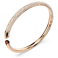 Meteora bangle, Snow pavé, White, Rose gold-tone plated by SWAROVSKI