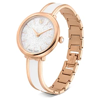 Crystalline bangle watch, Swiss Made, Metal bracelet, White, Rose gold-tone finish by SWAROVSKI