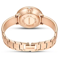 Crystalline bangle watch, Swiss Made, Metal bracelet, White, Rose gold-tone finish by SWAROVSKI
