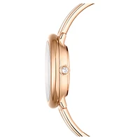 Crystalline bangle watch, Swiss Made, Metal bracelet, White, Rose gold-tone finish by SWAROVSKI