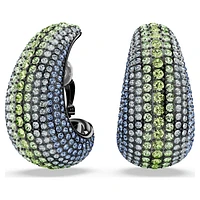 Sublima clip earrings, Round cut, Large, Multicolored, Ruthenium plated by SWAROVSKI