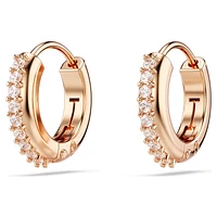 Matrix hoop earrings, Round cut, White, Rose gold-tone plated by SWAROVSKI