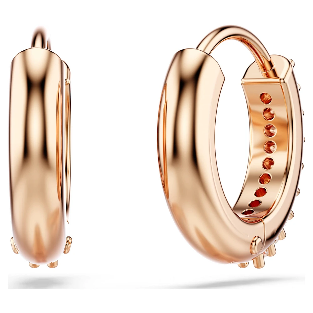 Matrix hoop earrings, Round cut, White, Rose gold-tone plated by SWAROVSKI