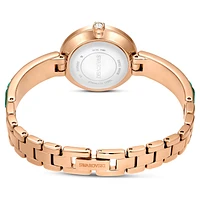 Matrix bangle watch, Swiss Made, Crystal bracelet, Green, Champagne gold-tone finish by SWAROVSKI