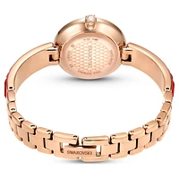 Matrix bangle watch, Swiss Made, Crystal bracelet, Red, Rose gold-tone finish by SWAROVSKI