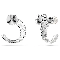 Matrix hoop earrings, Crystal pearl, Round cut, White, Rhodium plated by SWAROVSKI