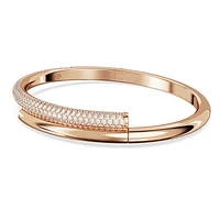Dextera bangle, Magnetic closure, White, Rose gold-tone plated by SWAROVSKI