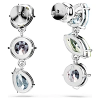 Gema drop earrings, Asymmetrical design, Mixed cuts, Multicolored, Rhodium plated by SWAROVSKI