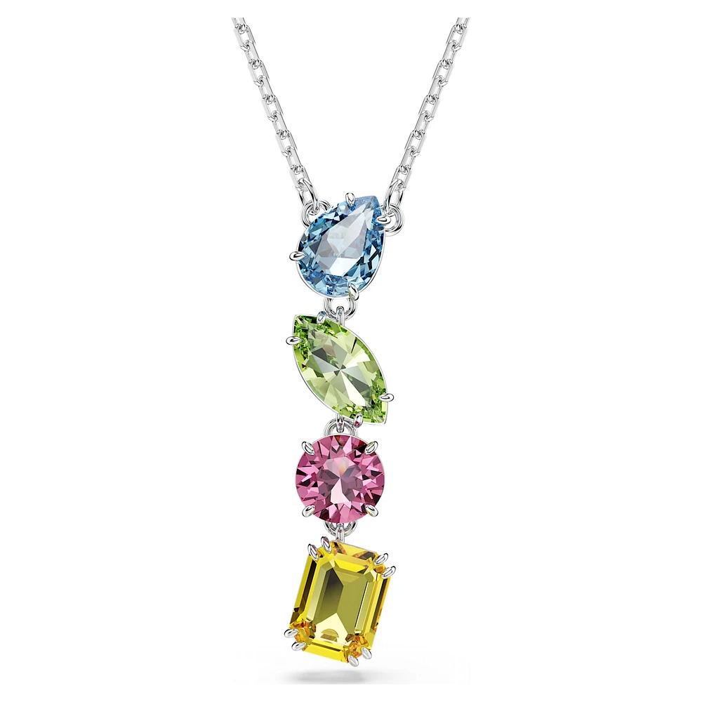 Gema Y pendant, Mixed cuts, Multicolored, Rhodium plated by SWAROVSKI
