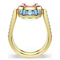 Chroma ring, Cushion cut, Multicolored, Gold-tone plated by SWAROVSKI