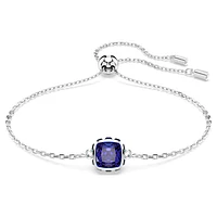 Birthstone bracelet, Square cut, September, Blue, Rhodium plated by SWAROVSKI