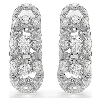 Constella clip earrings, Round cut, White, Rhodium plated by SWAROVSKI