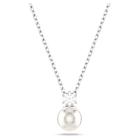Matrix pendant, Crystal pearl, Round cut, White, Rhodium plated by SWAROVSKI
