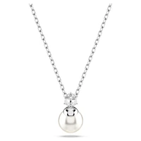 Matrix pendant, Crystal pearl, Round cut, White, Rhodium plated by SWAROVSKI