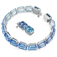 Millenia bracelet, Octagon cut, Colour gradient, Blue, Rhodium plated by SWAROVSKI