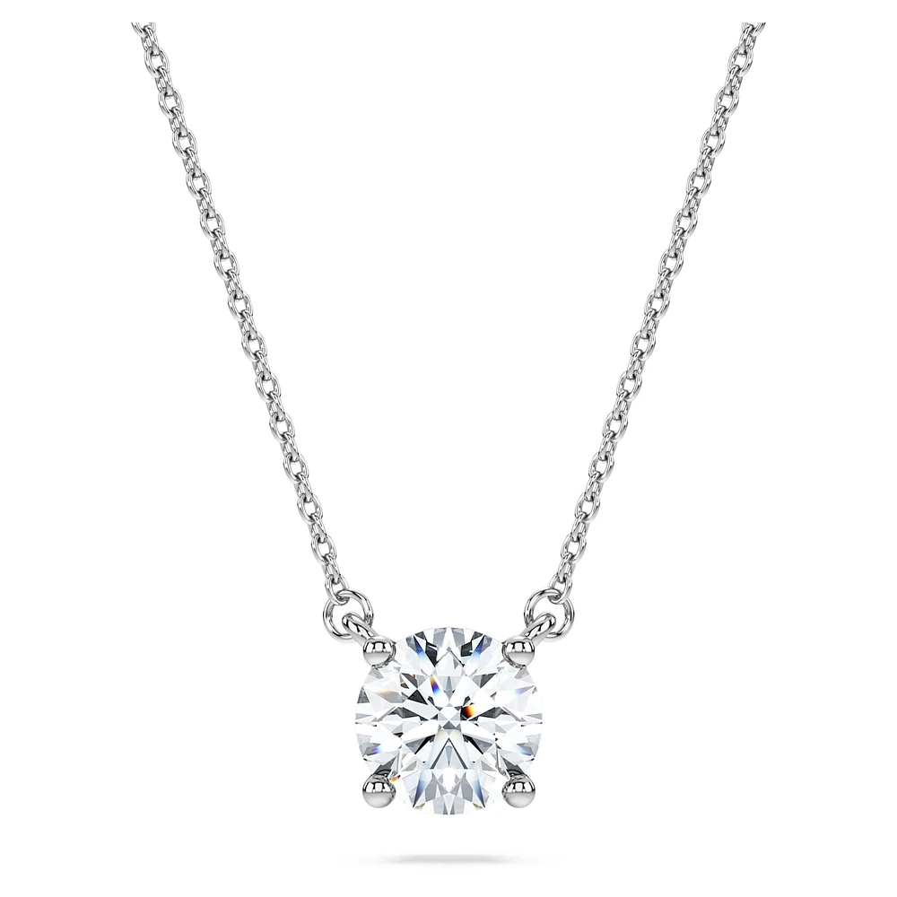 Eternity solitaire pendant, Lab-grown diamonds 1 ct tw, Round shape, 14K white gold by SWAROVSKI