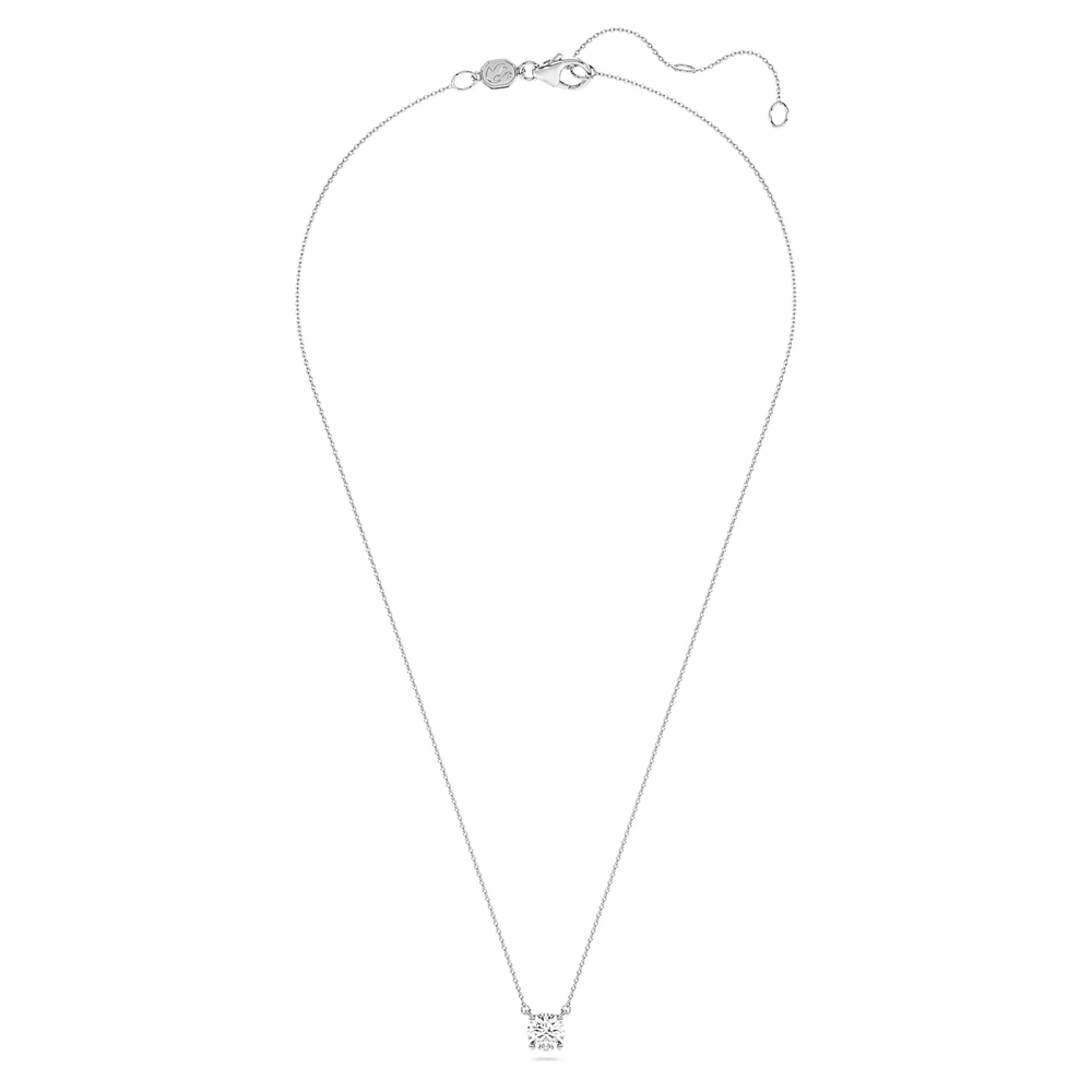 Eternity solitaire pendant, Lab-grown diamonds 1 ct tw, Round shape, 14K white gold by SWAROVSKI