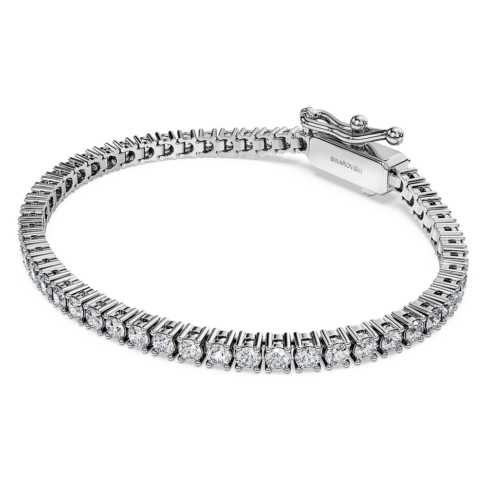 Eternity Tennis bracelet, Lab-grown diamonds 3 ct tw, Round shape, 14K white gold by SWAROVSKI