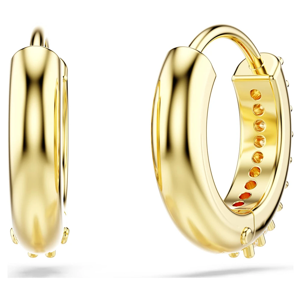 Matrix hoop earrings, Round cut, White, Gold-tone plated by SWAROVSKI