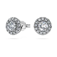 Eternity halo stud earrings, Lab-grown diamonds ct tw, Round shape