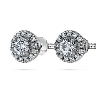 Eternity halo stud earrings, Lab-grown diamonds ct tw, Round shape