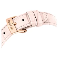 Matrix tennis chrono watch, Swiss Made, Leather strap, Pink, Rose gold-tone finish by SWAROVSKI