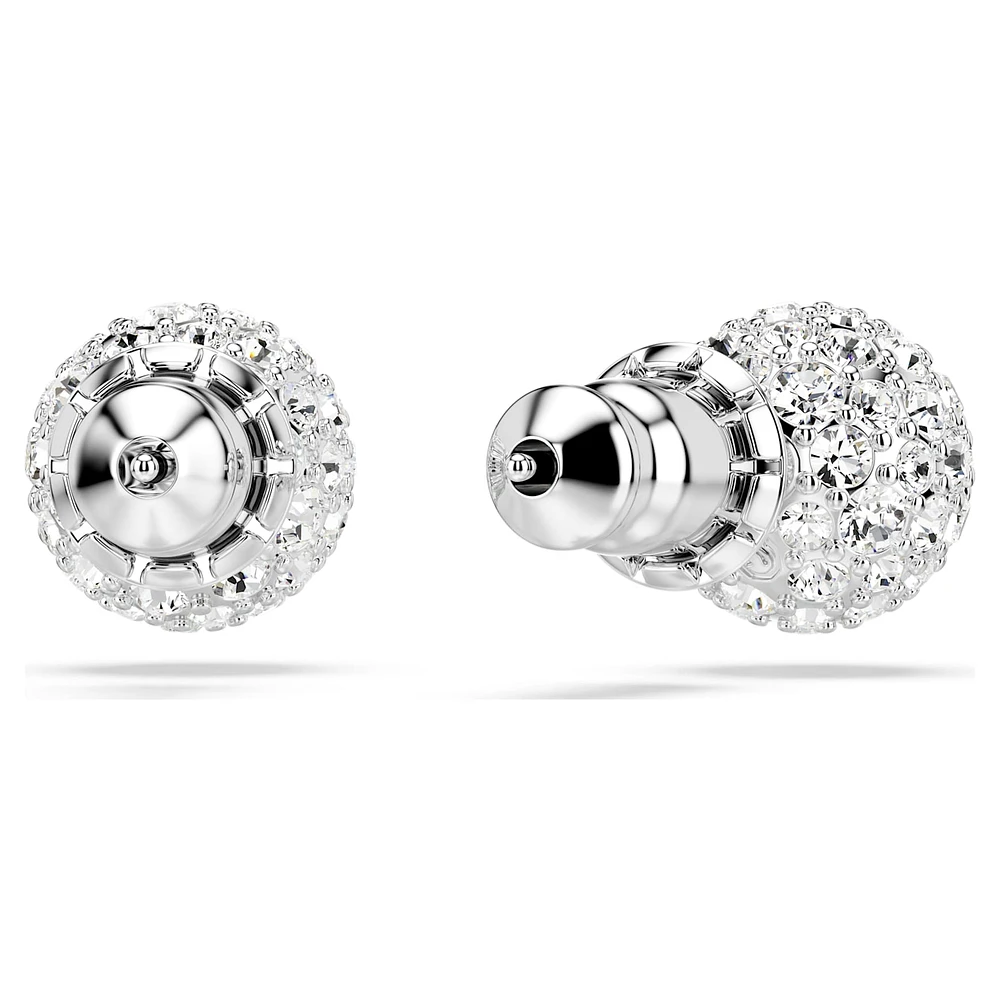 Dextera stud earrings, Round cut, Sphere, White, Rhodium plated by SWAROVSKI