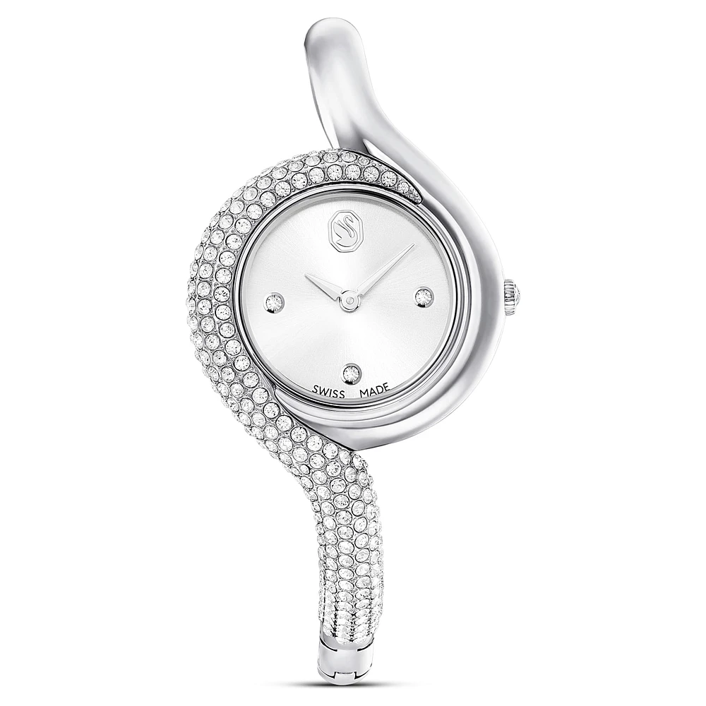 Dextera asymmetric watch, Swiss Made, Metal bracelet, Silver Tone, Stainless steel by SWAROVSKI