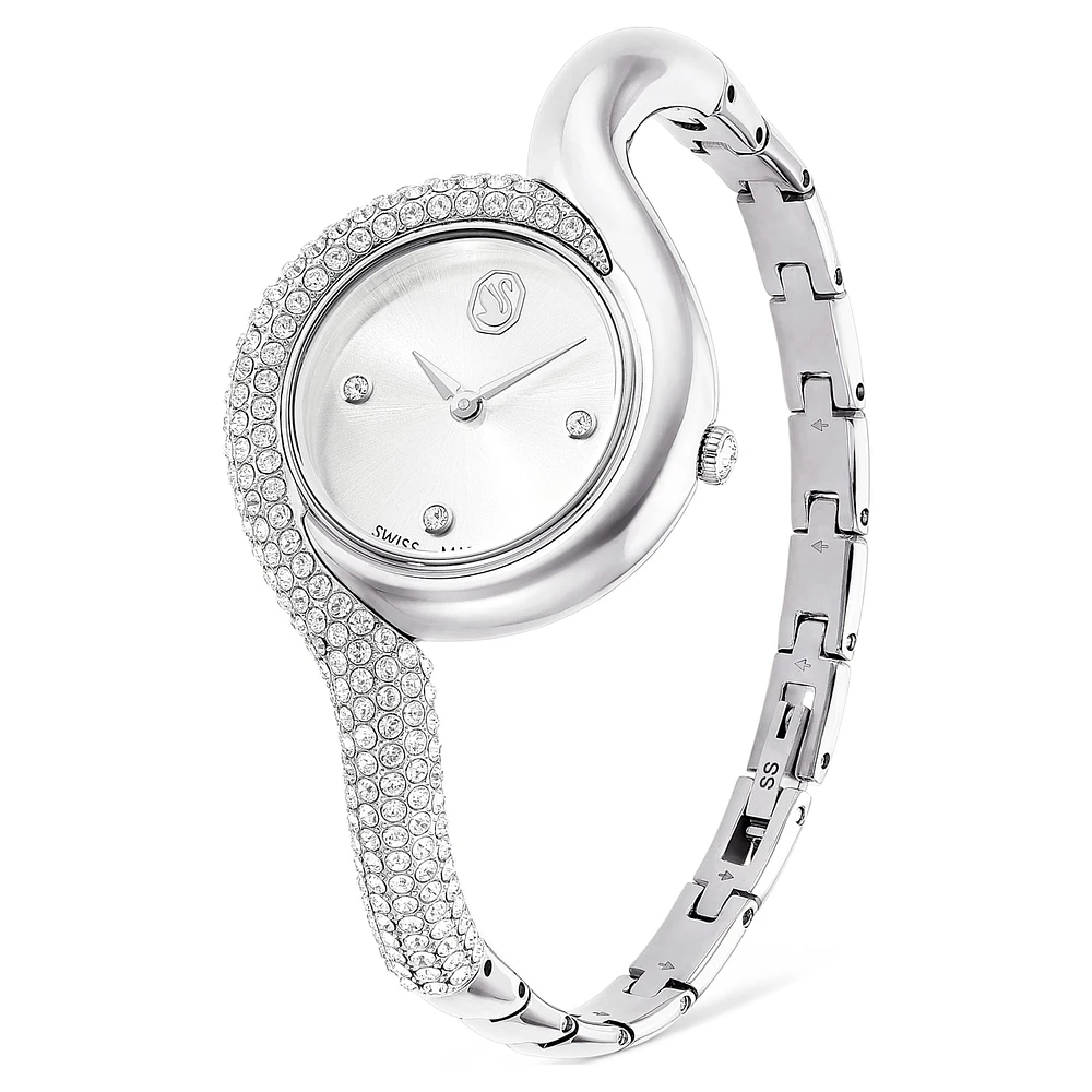 Dextera asymmetric watch, Swiss Made, Metal bracelet, Silver Tone, Stainless steel by SWAROVSKI