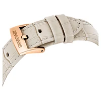 Matrix tennis chrono watch, Swiss Made, Leather strap, Beige, Rose gold-tone finish by SWAROVSKI