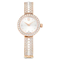 Matrix pearl bangle bangle watch, Swiss Made, Crystal bracelet, White, Rose gold-tone finish by SWAROVSKI