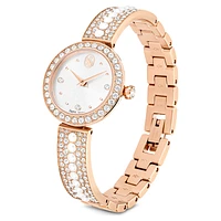 Matrix pearl bangle bangle watch, Swiss Made, Crystal bracelet, White, Rose gold-tone finish by SWAROVSKI