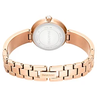 Matrix pearl bangle bangle watch, Swiss Made, Crystal bracelet, White, Rose gold-tone finish by SWAROVSKI