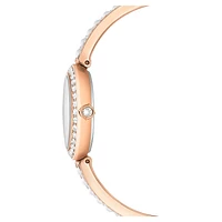 Matrix pearl bangle bangle watch, Swiss Made, Crystal bracelet, White, Rose gold-tone finish by SWAROVSKI