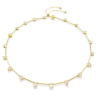 Imber Tennis necklace, Magnetic closure, Mixed cuts, White, Gold-tone plated by SWAROVSKI