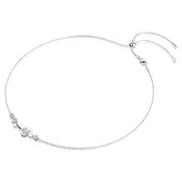 Constella necklace, Crystal pearl, Round cuts, White