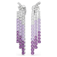 Matrix Clip earrings, Color gradient, Round cuts, Purple, Rhodium plated by SWAROVSKI
