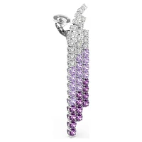 Matrix Clip earrings, Color gradient, Round cuts, Purple, Rhodium plated by SWAROVSKI