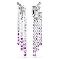 Matrix Clip earrings, Color gradient, Round cuts, Purple, Rhodium plated by SWAROVSKI