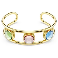 Chroma cuff, Cushion cut, Multicolored, Gold-tone plated by SWAROVSKI
