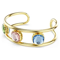 Chroma cuff, Cushion cut, Multicolored, Gold-tone plated by SWAROVSKI