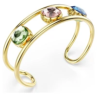Chroma cuff, Cushion cut, Multicolored, Gold-tone plated by SWAROVSKI