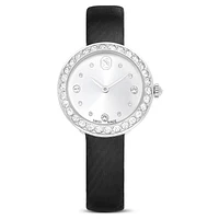 Matrix tennis watch, Swiss Made, Leather strap, Black, Stainless steel by SWAROVSKI