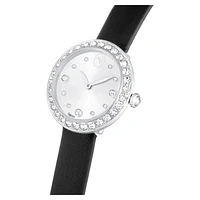Matrix tennis watch, Swiss Made, Leather strap, Black, Stainless steel by SWAROVSKI