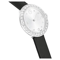 Matrix tennis watch, Swiss Made, Leather strap, Black, Stainless steel by SWAROVSKI