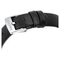 Matrix tennis watch, Swiss Made, Leather strap, Black, Stainless steel by SWAROVSKI