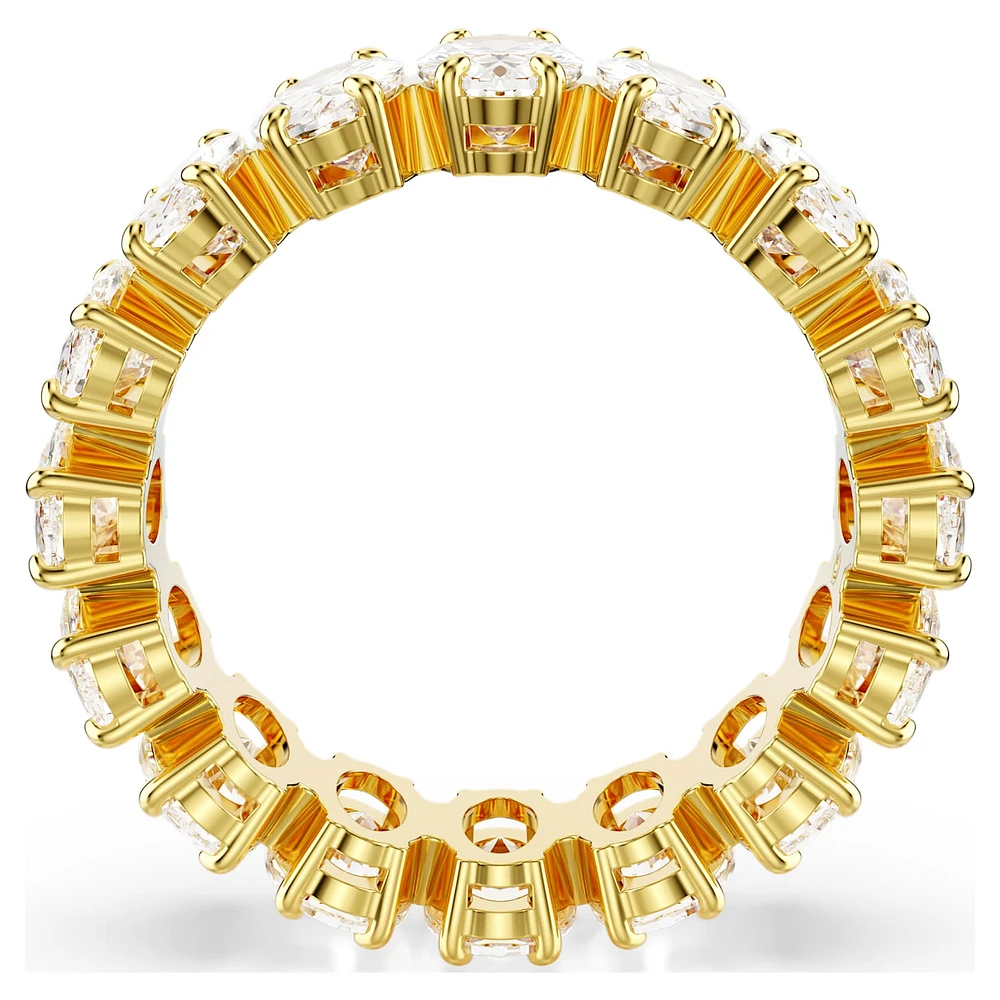 Matrix ring, Oval cut, White, Gold-tone plated by SWAROVSKI