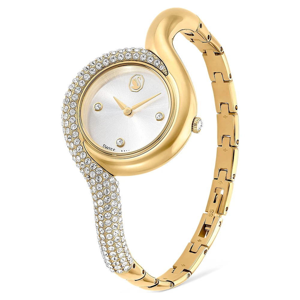 Dextera asymmetric watch, Swiss Made, Metal bracelet, Gold tone, Gold-tone finish by SWAROVSKI
