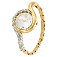 Dextera asymmetric watch, Swiss Made, Metal bracelet, Gold tone, Gold-tone finish by SWAROVSKI