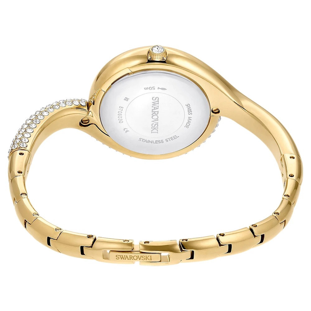 Dextera asymmetric watch, Swiss Made, Metal bracelet, Gold tone, Gold-tone finish by SWAROVSKI